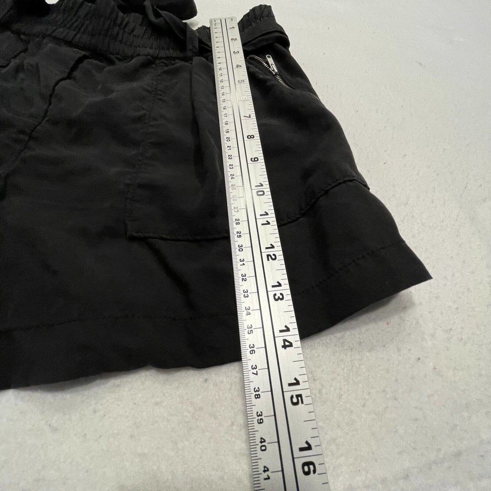 Sundance Melina Belted Paperbag Waist Short 8 Black Tencel Zipper-Pocket Pull On - Picture 10 of 10